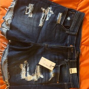 Judy Blue Dark Blue Distressed Shorts